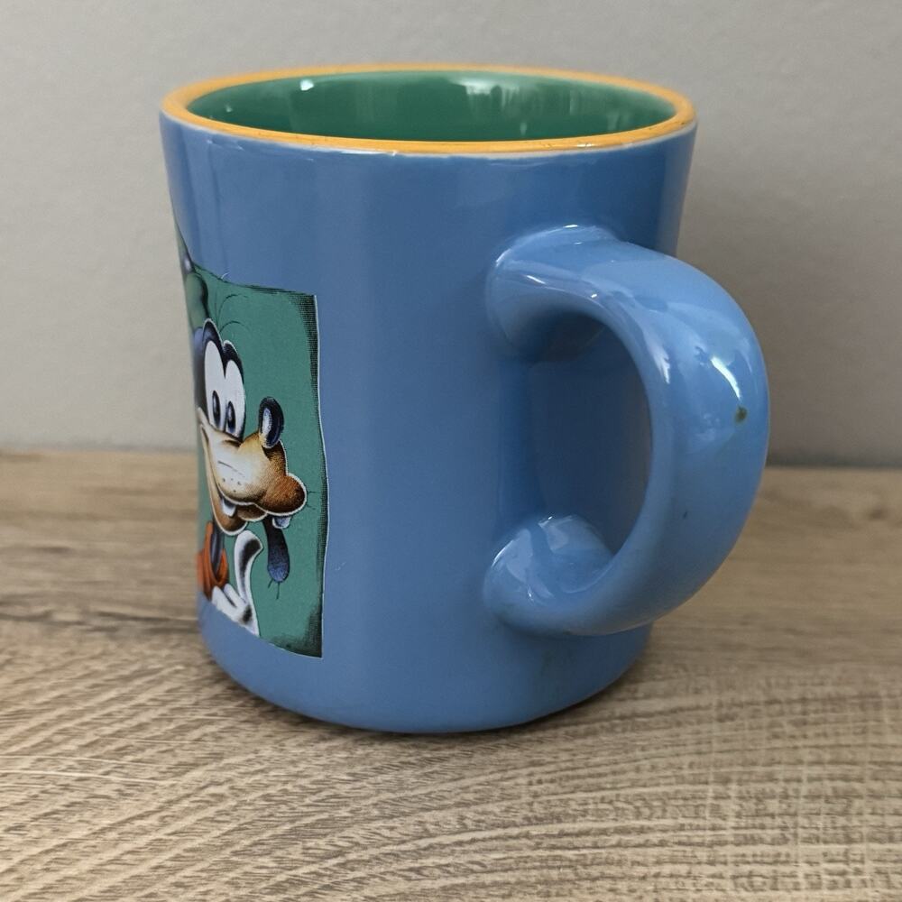 Disney Goofy Blue Green Coffee Mug Tea Cup Double Sided Vintage Disney World - Picture 2 of 9
